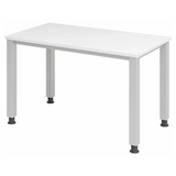 Hoogteverstelbaar bureau QUEO 612 S in wit en zilver met vier poten van hjh OFFICE PRO