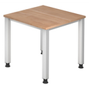 Hoogteverstelbaar bureau QUEO 8 S in walnoot-look met witte poten van hjh OFFICE PRO