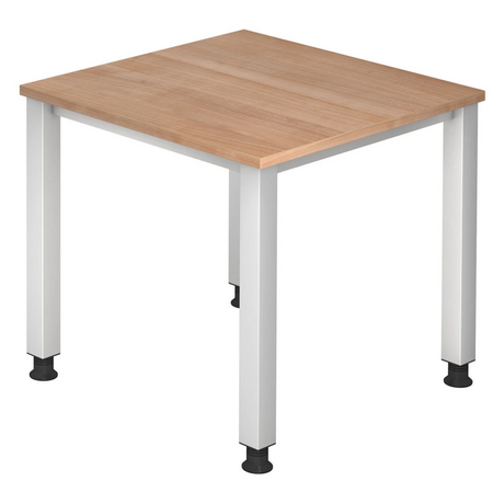 Hoogteverstelbaar bureau QUEO 8 S in walnoot-look met witte poten van hjh OFFICE PRO