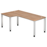L-vormig bureau QUEO 82 S in walnootlook met witte poten van hjh OFFICE PRO