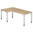L-vormig bureau QUEO 82 S in eikenlook met witte poten van hjh OFFICE PRO