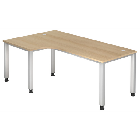 L-vormig bureau QUEO 82 S in eikenlook met witte poten van hjh OFFICE PRO