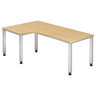 L-vormig bureau QUEO 82 S in esdoornoptiek met witte poten van hjh OFFICE PRO