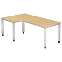 L-vormig bureau QUEO 82 S in esdoornoptiek met witte poten van hjh OFFICE PRO
