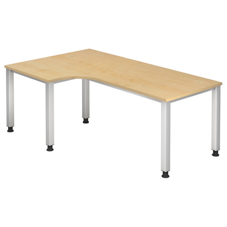 L-vormig bureau QUEO 82 S in esdoornoptiek met witte poten van hjh OFFICE PRO