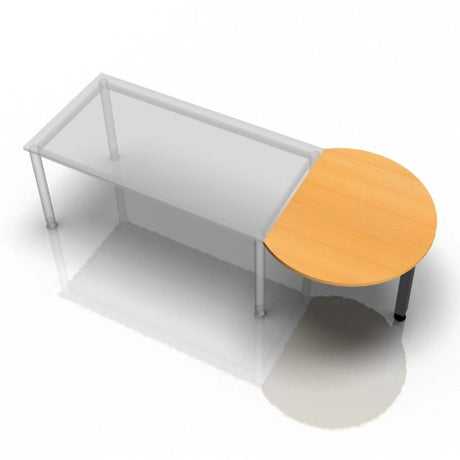 Bijzettafel RA60 G / RA80 G / RA160 G met beukenkleurige, halfronde plaat en wit onderstel van hjh OFFICE PRO