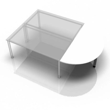 Witte bijzettafel RA60 G / RA80 G / RA160 G met afgeronde hoek en metalen poten van hjh OFFICE PRO