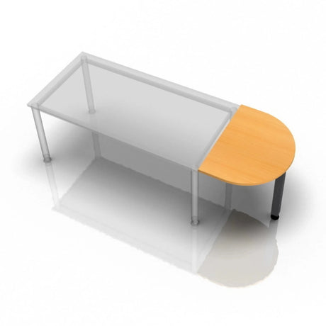 Bijzettafel RA60 G / RA80 G / RA160 G met beukenkleurig, halfrond blad en zilverkleurig onderstel van hjh OFFICE PRO