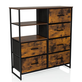 Commode RAGALA in gerookt eiken met zwart metalen frame en vijf laden van hjh LIVING