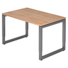 Hoogteverstelbaar bureau REGO 12 G in walnootlook met grijs metalen frame van hjh OFFICE PRO