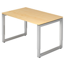 Hoogteverstelbaar bureau REGO 12 S in esdoorn-look met zilverkleurig frame van hjh OFFICE PRO