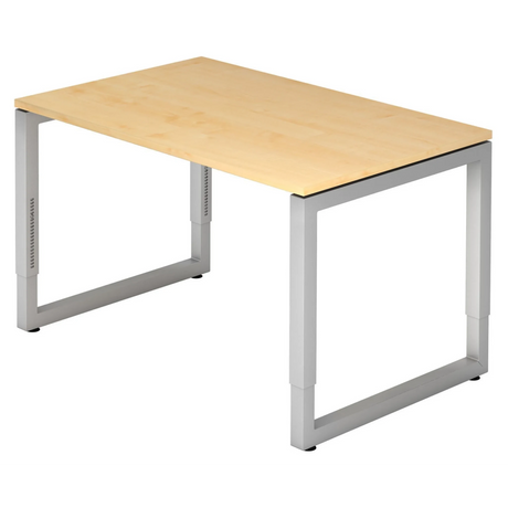Hoogteverstelbaar bureau REGO 12 S in esdoorn-look met zilverkleurig frame van hjh OFFICE PRO