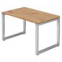 Hoogteverstelbaar bureau REGO 12 S in rustiek eiken met zilverkleurig metalen frame van hjh OFFICE PRO