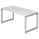 Hoogteverstelbaar bureau REGO 16 S in wit en zilver met rechthoekig blad van hjh OFFICE PRO