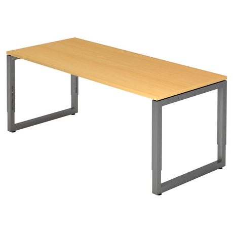 Hoogteverstelbaar bureau REGO 19 G met beukenkleurig blad en grafietgrijs frame van hjh OFFICE PRO