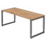 Hoogteverstelbaar bureau REGO 19 G in knoestig eiken met grafietkleurig metalen frame van hjh OFFICE PRO