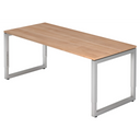 Hoogteverstelbaar bureau REGO 19 S met walnoothouten blad en zilveren frame van hjh OFFICE PRO