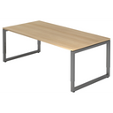 Hoogteverstelbaar bureau REGO 2E G in eikenlook met grafietgrijs frame van hjh OFFICE PRO