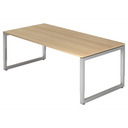 Hoogteverstelbaar bureau REGO 2E S in eikenlook met zilverkleurig frame van hjh OFFICE PRO