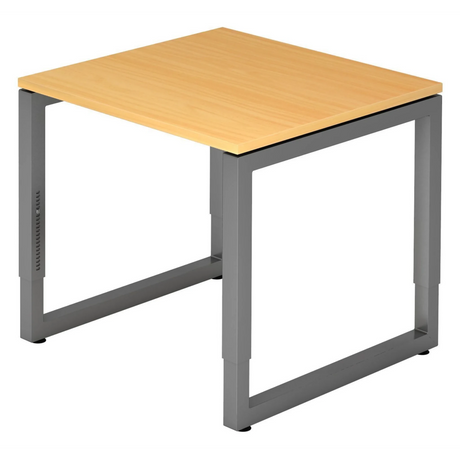 Hoogteverstelbaar bureau REGO 8 G in beuken en grafiet met vierkant tafelblad van hjh OFFICE PRO