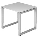 Grijs bureau REGO 8 S met zilveren frame en hoogteverstelling van hjh OFFICE PRO