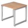 Hoogteverstelbaar bureau REGO 8 S met lichtbruin walnotenhouten blad en zilveren frame van hjh OFFICE PRO