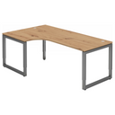 Hoogteverstelbaar L-bureau REGO 82 G in essen-eiken met grafietkleurig frame van hjh OFFICE PRO