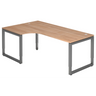Hoogteverstelbaar hoekbureau REGO 82 G in walnootlook met grafietkleurig frame van hjh OFFICE PRO