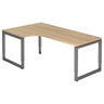 L-vormig bureau REGO 82 G in eikenlook met grafietgrijs onderstel van hjh OFFICE PRO