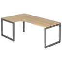 L-vormig bureau REGO 82 G in eikenlook met grafietgrijs onderstel van hjh OFFICE PRO