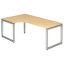 L-vormig bureau REGO 82 S in esdoornlook met zilverkleurig frame van hjh OFFICE PRO