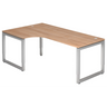 L-vormig bureau REGO 82 S in walnoot-look met zilverkleurig frame van hjh OFFICE PRO