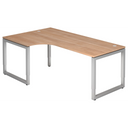 L-vormig bureau REGO 82 S in walnoot-look met zilverkleurig frame van hjh OFFICE PRO