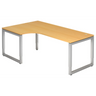 L-vormig bureau REGO 82 S in beukenlook met zilveren frame van hjh OFFICE PRO