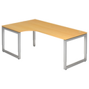 L-vormig bureau REGO 82 S in beukenlook met zilveren frame van hjh OFFICE PRO