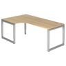 Hoogteverstelbaar L-bureau REGO 82 S in eikenlook met zilverkleurig frame van hjh OFFICE PRO