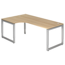 Hoogteverstelbaar L-bureau REGO 82 S in eikenlook met zilverkleurig frame van hjh OFFICE PRO