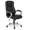 Zwarte Gamestoel RELAX CL180 met kunstlederen bekleding en zilverkleurige armleuningen van MyBuero