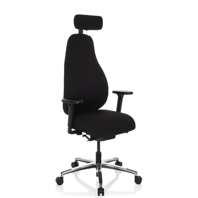 High end bureaustoel RESISTIO met zwarte bekleding, hoofdsteun en armleuningen van hjh OFFICE