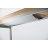 Horizontale kabelgoot RKW S in zilveren kleur onder een houten plaat van hjh OFFICE PRO