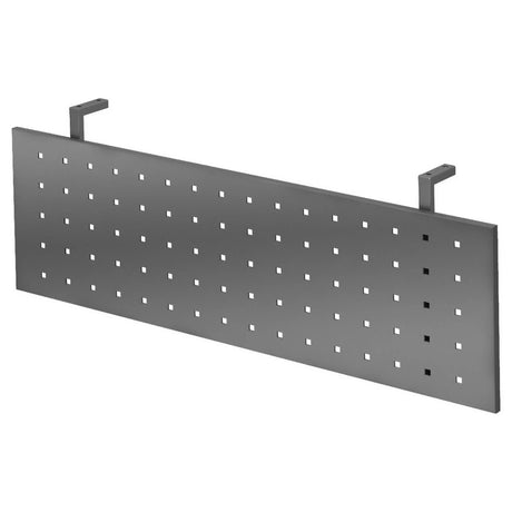 Grafietkleurige zichtblende RSI 12 G met vierkante gaatjespatronen en twee houders van hjh OFFICE PRO