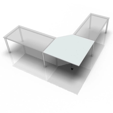 Grijze trapezoïde plaat RT12 G met wit L-vormig onderstel van hjh OFFICE PRO