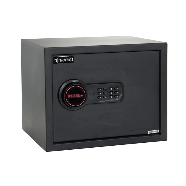 Zwarte Kluis SAFE COMPACT met digitaal toetsenbordslot en rode LED-indicator van hjh OFFICE