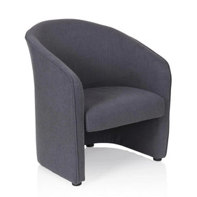 Donkergrijze gestoffeerde fauteuil SAN JUAN met afgeronde rugleuning en armleuningen van hjh OFFICE