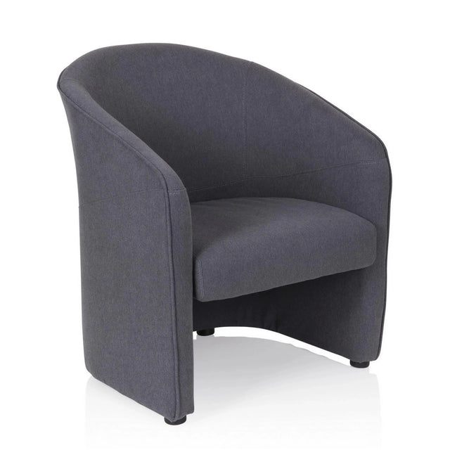 Donkergrijze gestoffeerde fauteuil SAN JUAN met afgeronde rugleuning en armleuningen van hjh OFFICE