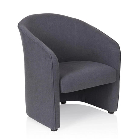 Donkergrijze gestoffeerde fauteuil SAN JUAN met afgeronde rugleuning en armleuningen van hjh OFFICE