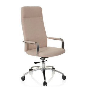 Thuisgebruik bureaustoel SARANTO PLUS I met beige stoffen bekleding en glanzend onderstel van hjh OFFICE