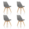 Set van vier grijze Shell-stoelen SCANDI 4 met lichte houten poten van hjh OFFICE