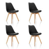 Vier zwarte Shell-stoelen SCANDI 4 met poten van licht hout van hjh OFFICE