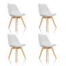 Set van vier witte Shell-stoelen SCANDI 4 met lichte houten poten van hjh OFFICE